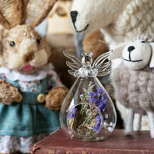 1pc New Glass Crystal Angel Hanging Tea Light Home Decoration Candle Holder Candlestick Oil Burner