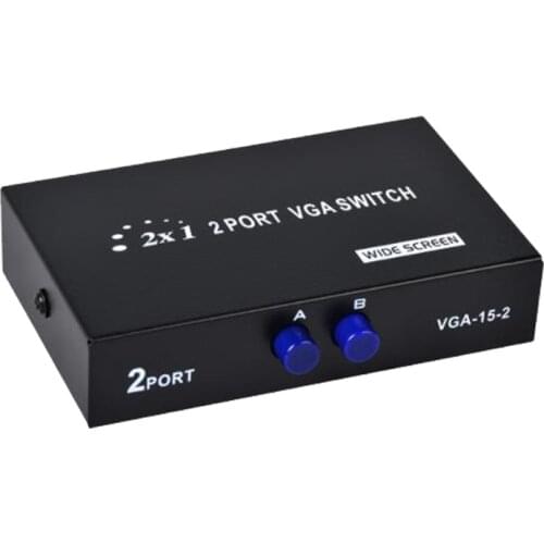 2 In 1 Out Mini 2 Port VGA Selector Box VGA/SVGA Manual Sharing Selector Switch Box Switcher Splitter for LCD PC Monitor