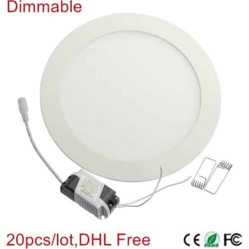 20pcs Ultra Bright 3W 6W 9W 12W 15W 25W Led Ceiling Recessed Downlight Round Panel light 1800Lm Dimmable Led Panel Lamp Light