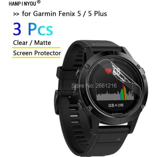 3 Pcs/Lot HD Clear / Anti-Glare Matte For Garmin Fenix 5 / 5+ 5 Plus SmartWatch Anti-Scratch Screen Protector Protection Film