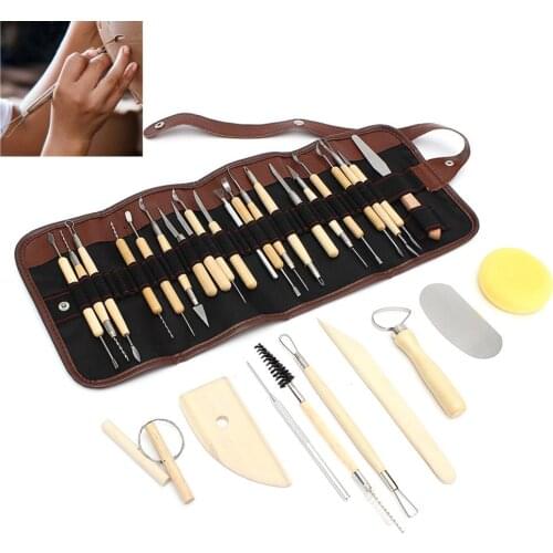 30pcs Pottery Clay Sculpture Carving Modelling Ceramic Kit Craft Tools DIY Gift