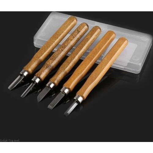 5pcs/set Art Wood Hand Carved Chisels Tool Set DIY Woodworking Carving Knife