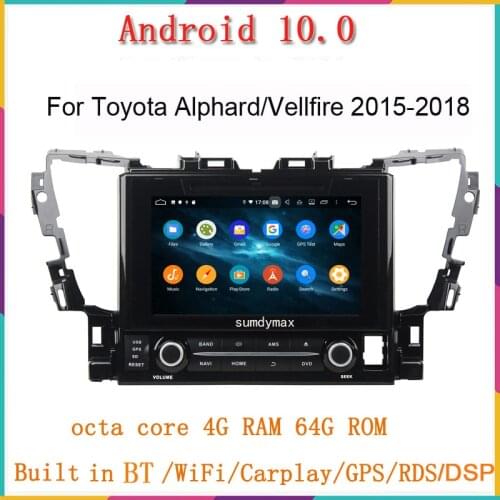 9inch two din android 10 car dvd player for toyota alphard vellfire 2015 2016-2019 with gps navi bluetooth 4.2 DSP JBL RDS wifi