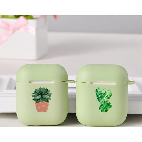 Green Leaf Bluetooth Wireless Earphone Case For AirPods Protective Cover Airpod Soft Case For Airpods 2 Charging Box Air Pods 2