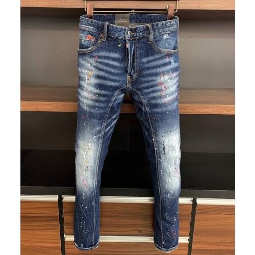 Dsquared2 Brand Moto & Biker Men D2 Italy Stretch Jeans Pants Men Slim Jeans Denim Trousers Stripe Pencil Pants Jeans for Men