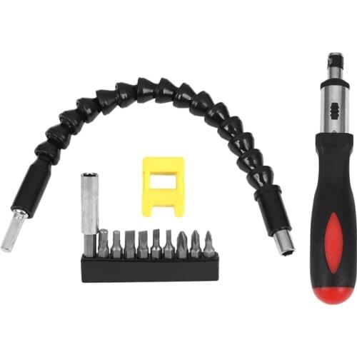 Two-Way Ratchet Screwdriver Set Hand Tools Kit With Universal Flexible Shaft Screwdriver Bits Connected Rod Magnetizer