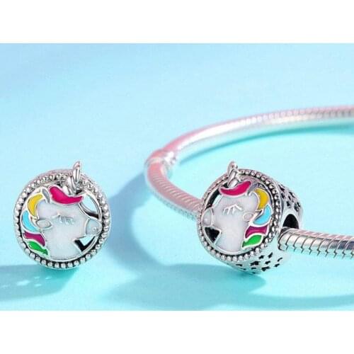 Enamel Beads Large Hole Loose Beads S925 Sterling Silver Jewelry for Bracelets