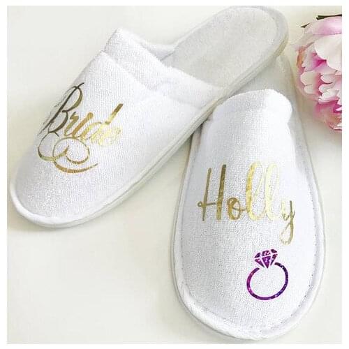 Personalize title names wedding bridesmaid bride spa slippers Matron of honor Flower Girl night Bachelorette party favors gifts