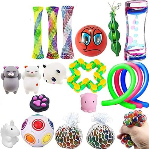 Ball Hand Autism Anxiety Therapy Toys Set EDC Stress Relief Hand Fidget Toys Pop Bubble Fidget Sensory Kids Adults Toy