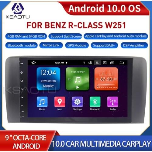KSAOTU 9006 9" 8-Core Android 10.0 Car Stereo Carplay DSP DAB+ GPS WiFi USB DVB-T 4G TPMS Canbus OBD2 For BENZ R-CLASS W251