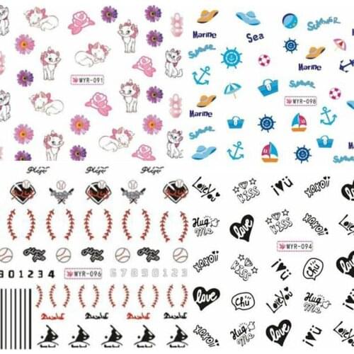 Summer Holiday Cute Cartoon Designer Nail Stickers Water Transfer Decal Fashion Manicure Nails Art Tips DIY Decoration Tools