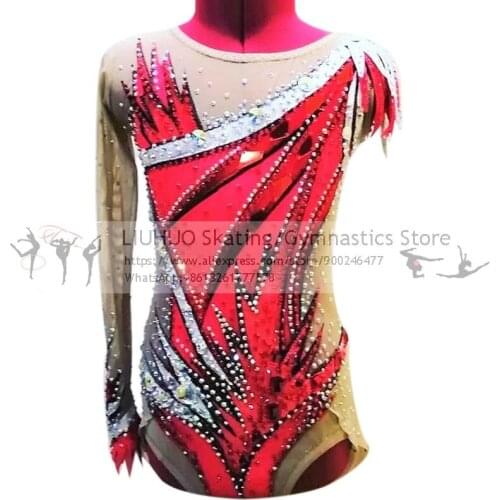 LIUHUO Rhythmic Gymnastics Competition Leotards Womens Girls Ice Skating Performance Dance Figure Skating Dres Artistic Costume