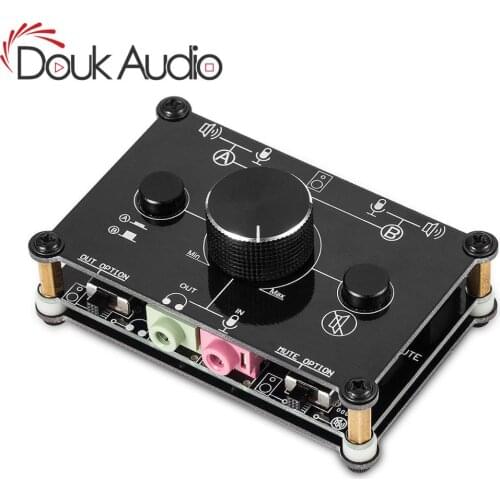 Little Bear MC1023 Mini 2-Way Audio Microphone Headset Speaker MIC Switcher Hub Volume Control Selector for Computer PS4 Xbox