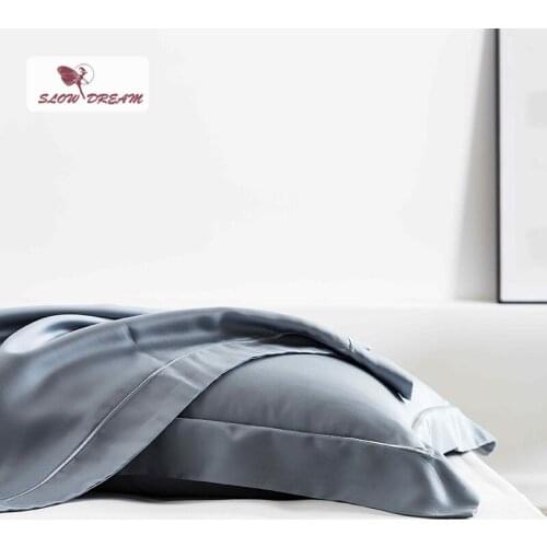 SlowDream Pillowcase Gray Solid Color Bedding Home Textiles Pillow Cover Bedclothes 100% Silk Natural Fabric Healthy Pliiowcases