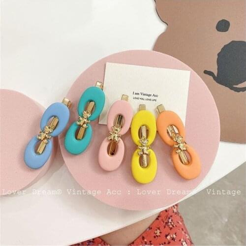 New Korean Bear Hair Clip Geometric Alligator Clips Barrettes Sweet Candy Color Ins Chic Hair Accessories Hairpins for Women