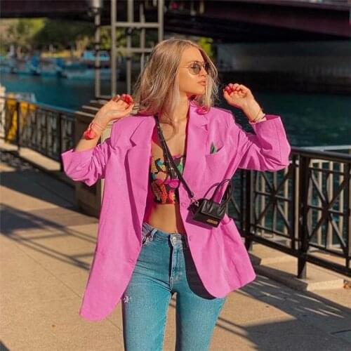 Women Cool Pink Blazer 2021 Summer Fashion Ladies Sexy Thin Cotton Jackets Elegant Female Chic Suits Casual Girls Cute Top