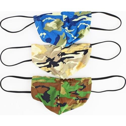 Sexy Mens Camouflage Thongs Mini Bikinis Elastic Underwear Bulge Pouch T-back Male G-String Thongs