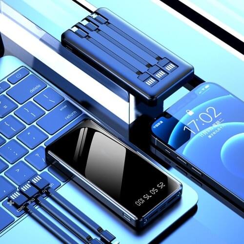 Power Bank 20000mAh PoverBank 10000 mAh built in Cable USB Type C External Battery Portable Charger For Xiaomi Mi 10 9 PowerBank