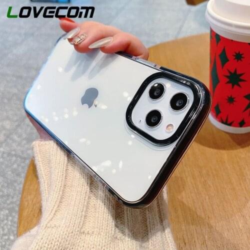 LOVECOM Shockproof Bumper Clear Phone Case For iPhone 11 12 Pro Max XS Max X XR 7 8 Plus Soft TPU Candy Color Frame Back Cover