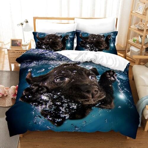 Dropshipping SINGLE only 1 Pillowcase Pattern Queen Size Bedding For Boys Duvet Cover Set Bedding Dog Swimming Water N07