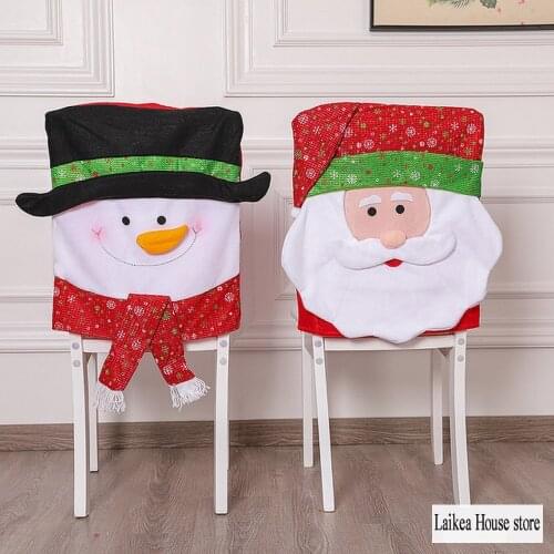 Christmas Chair Cover Universal Removable Dining Chair Protection Covers For Home Christmas New Year Decorations Anti-Dirty