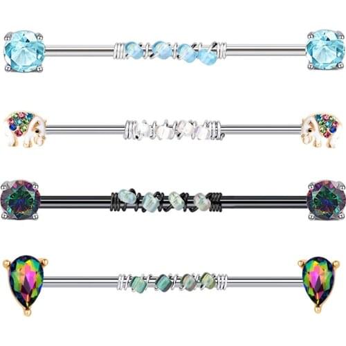 JUNLOWPY 14G Industrial Barbell Earring Cartilage Stainless Steel 38mm 1 1/2 inch Tragus Body Piercing Ear Bar Cartilage 50pcs