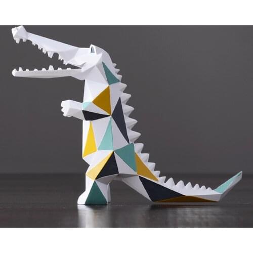 Modern abstract art crocodile decorative ornaments Creative geometric square element home decoration craft sculpture