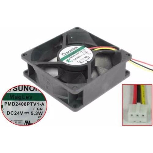 SUNON PMD2408PTV1-A F.GN Server Cooling Fan DC 24V 5.3W 80x80x25mm 3-wire