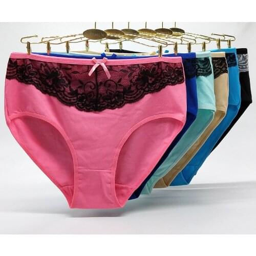 12PCS Sexy Lace Floral Underwear Womens Panties Large size Lady Mummy Pants Cotton Briefs Big Yards 2XL/3XL/4XL Free Shipping