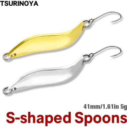 TSURINOYA 2PCS 5g Metal Spoon S-shaped Spinner Sequins Fishing Lure DANCER Artificial Hard Bait Trout Pike Bass Fishing Tachle