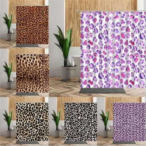 Brown Leopard Printed Shower Curtain Bathroom Curtains Waterproof Fabric Home Partition Screen Living Room Bathtub Curtains Sets