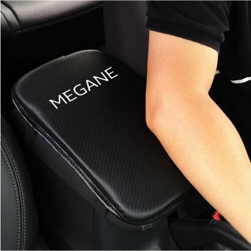 Carbon Fiber Texture Pu Leather Car Armrest Storage Protection Cushion For Renault Megane