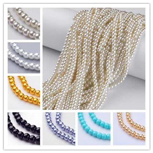 20 Strand 4mm Round Pearlized Glass Pearl Beads Strands for jewelry making DIY bracelet necklace,hole:1mm, about 216pcs/strand