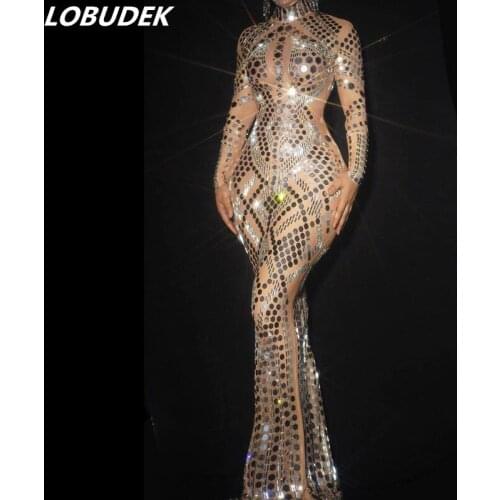 New Fashion Birthday Banquet Celebrate Prom Shining Sequins Long Dress Women Singer Dancer Stage Concert Floor Length Dresses