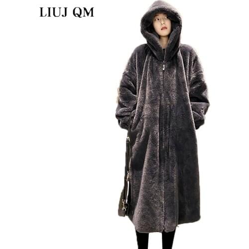 Oversize Winter faux fur Coat Women Artificial Fur Jacket Long Loose Plus size Winter Jacket Warm Parka Plush Coats Knee length