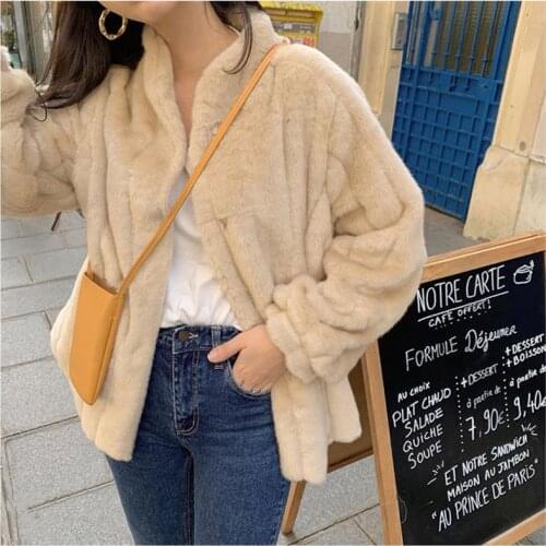 Herstory Winter Faux Mink Fur Coat Chic Mint Green Thick Soft Overcoat casaco de pelo sintetico luxe femme casaco feminino