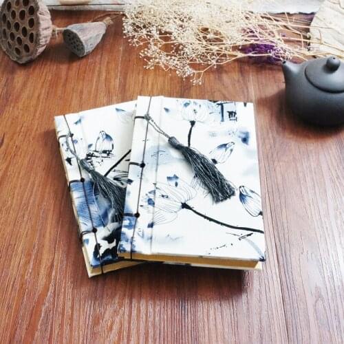 1pcs This cloth hand sewn Vintage years Fang Chinese ink series the trumpet Lian Feng Shui fabric dyeing