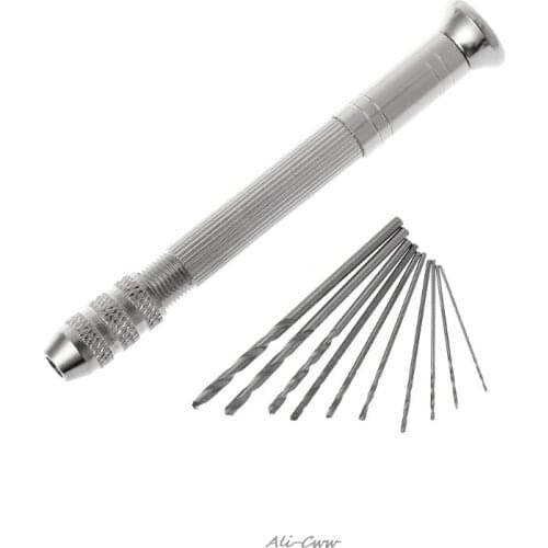 10pcs Micro HSS Twist Drill Bits For Jewelry Watch Hobby Hand Tool+Swivel Head Pin