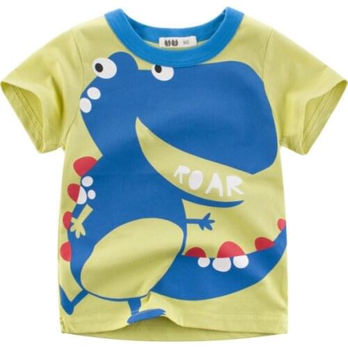 2-9Years Summer Children T-shirts Kids Clothes Boys Short Sleeve Tops Dinosaur Baby Tees Kid Cotton T Shirt Outfit Green