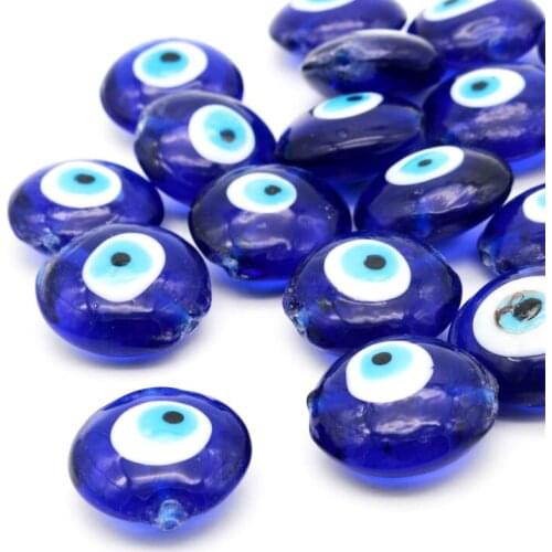 20mm Royal Blue Round Beads Evil Eye Beads Stripe Resin Spacer Beads For Jewelry Making DIY Bracelet Necklace Charms 19 pcs