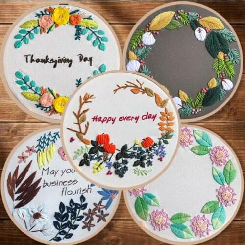 20cm Flower Shop Plant Series European embroidery kit simple three-dimensional embroidery Ribbon kit embroidery needlework
