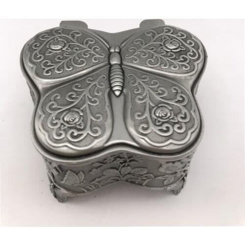 2020 Antique Metal Rose Engraving Jewelry Box Trinket Butterfly Organizer Box for Women Brithday Gift