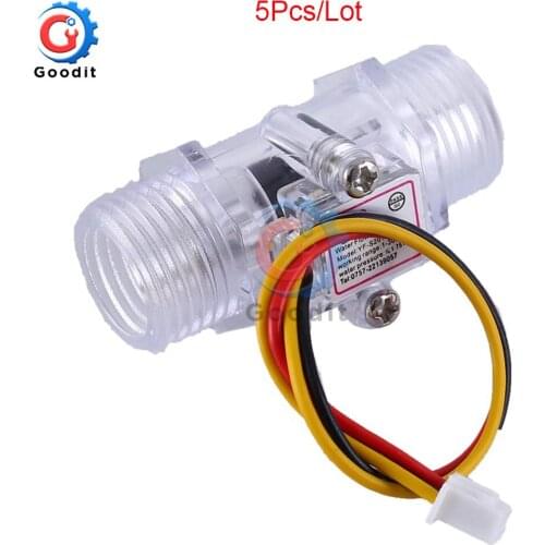 5Pcs G1/2 Water Flow Sensor DN15 Transparent Water Flow Meter Hall Flow Sensor Indicator Counter Full Copper Water Flow Sensors