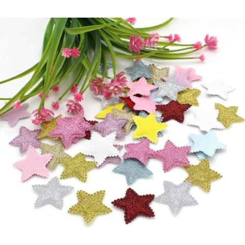 50Pcs/lot Non-woven Patches Glitter Felt Appliques for Crown Heart Star Cute Bling Appliques Patches For DIY Craft Supplies