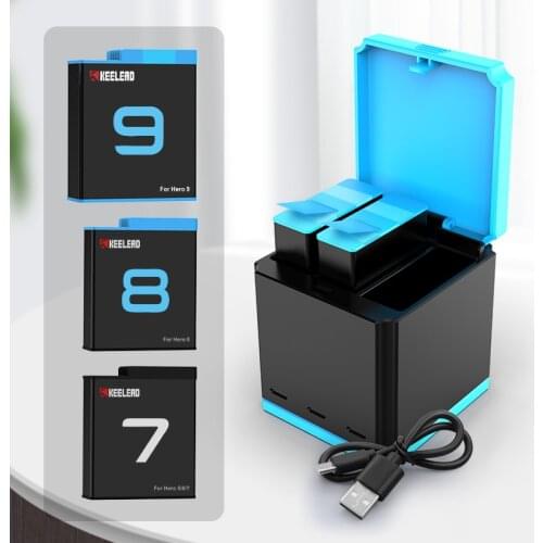 Battery for GoPro Action Camera 9 LED Light Charger with Type-C for GoPro Hero Camera 8 7 6 5 Compatible with Original Battery