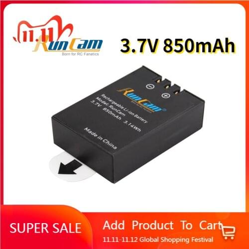 3.7V 850mAh 3.14Wh Runcam 2 3s Action Camera Spare Part Rechargeable Battery Li-ion Battery RC2-09 RC Models Accessories