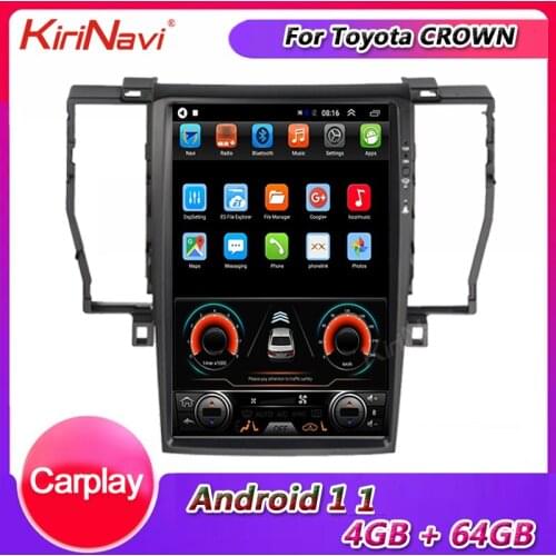 KiriNavi Vertical Screen Tesla Style 12.8'' Android 9.0 Car Radio Automotivo For Toyota Crown Car Multimedia Player 4G 2006-2009