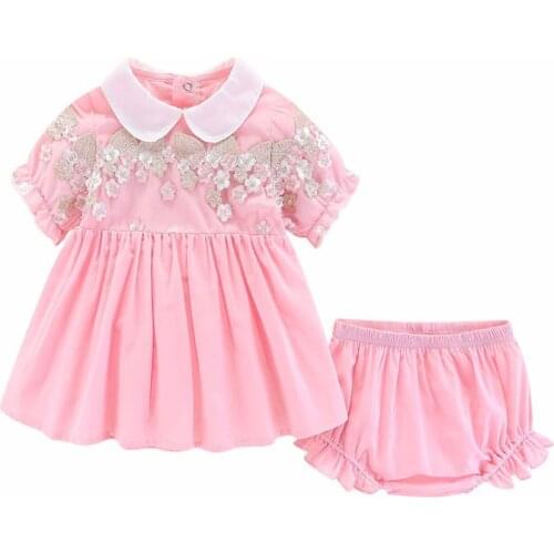 White Floral First Birthday Dress for Baby Girls Cotton Ruffles Princess Baptism Dresses+Shorts Newborn Bebe Christening Gown 6M