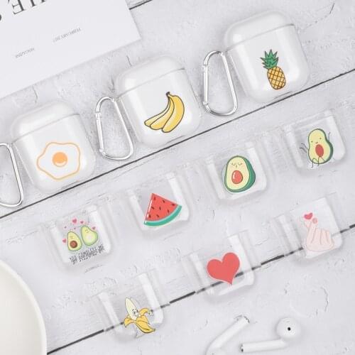 For Airpods 1/2 covers charging case hard PC transparent earphone cases Airpods fruit pattern cute style protective air pod case