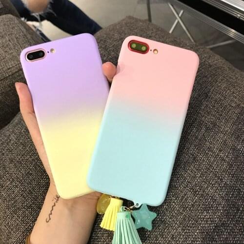 Gradient Color Phone Case For iPhone 6 6s Plus Cases Cute Candy colors cover For iPhone 8 7 6 Plus Matte Hard PC Back Cover Case